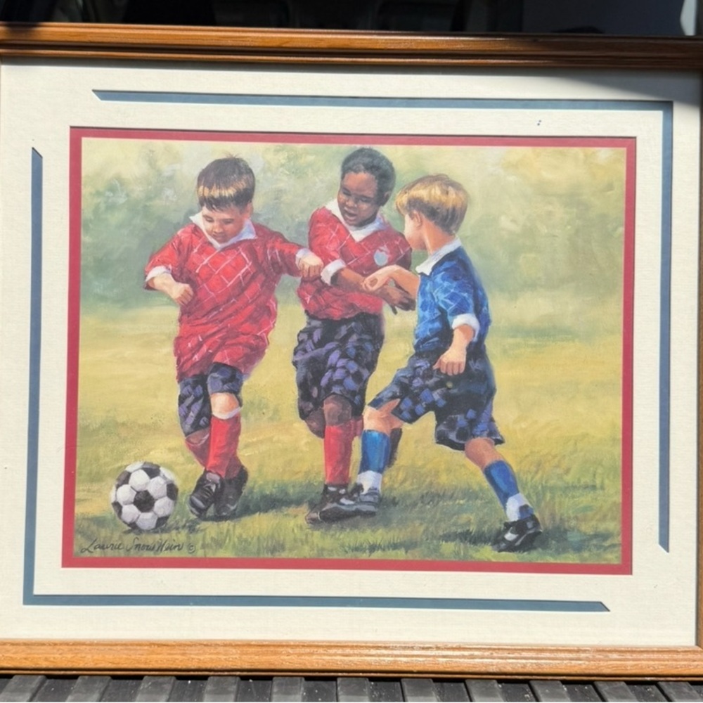 Home Interiors Soccer Kids Wall Art - Red, Blue, Green